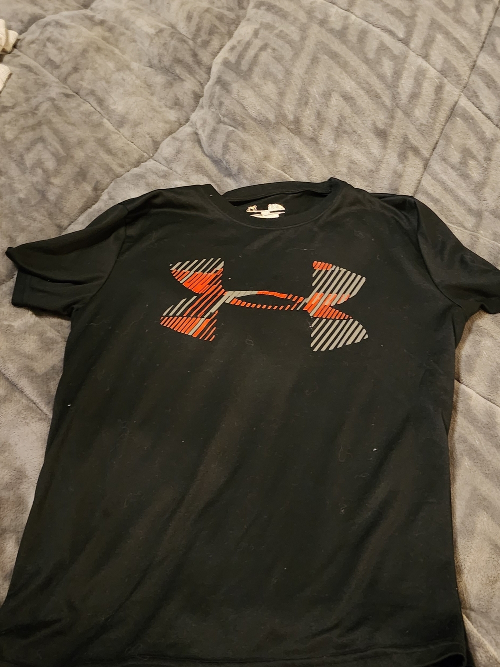 Under Armour Boys Black Performance Tee with Red Accent Logo